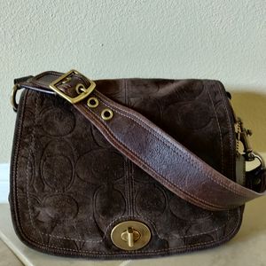 COACH signature suede bag